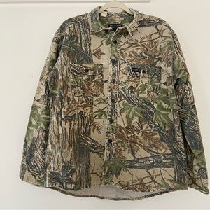 Vtg Rattlers Brand Chamois Button Shirt Mens L Camo Flannel Hunting USA Outdoor